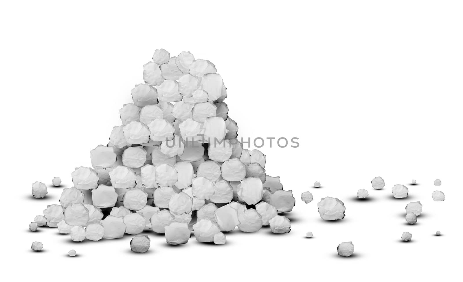 A pile of crumpled paper. 3d illustration. Template for your design