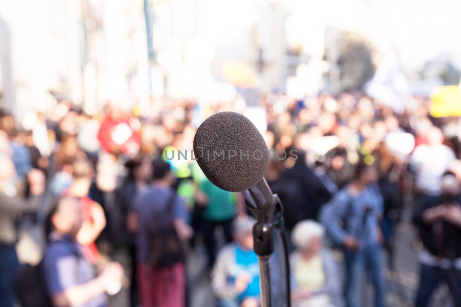 Demonstration. Street protest. Political rally. by wellphoto