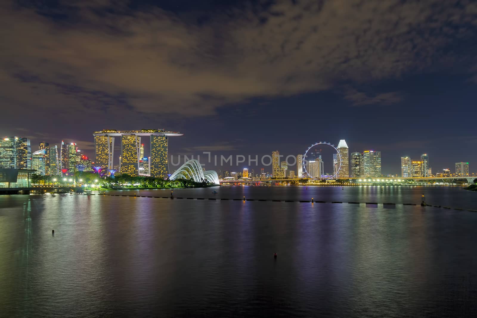 Singapore Night Skyline at Marina Bay by Davidgn