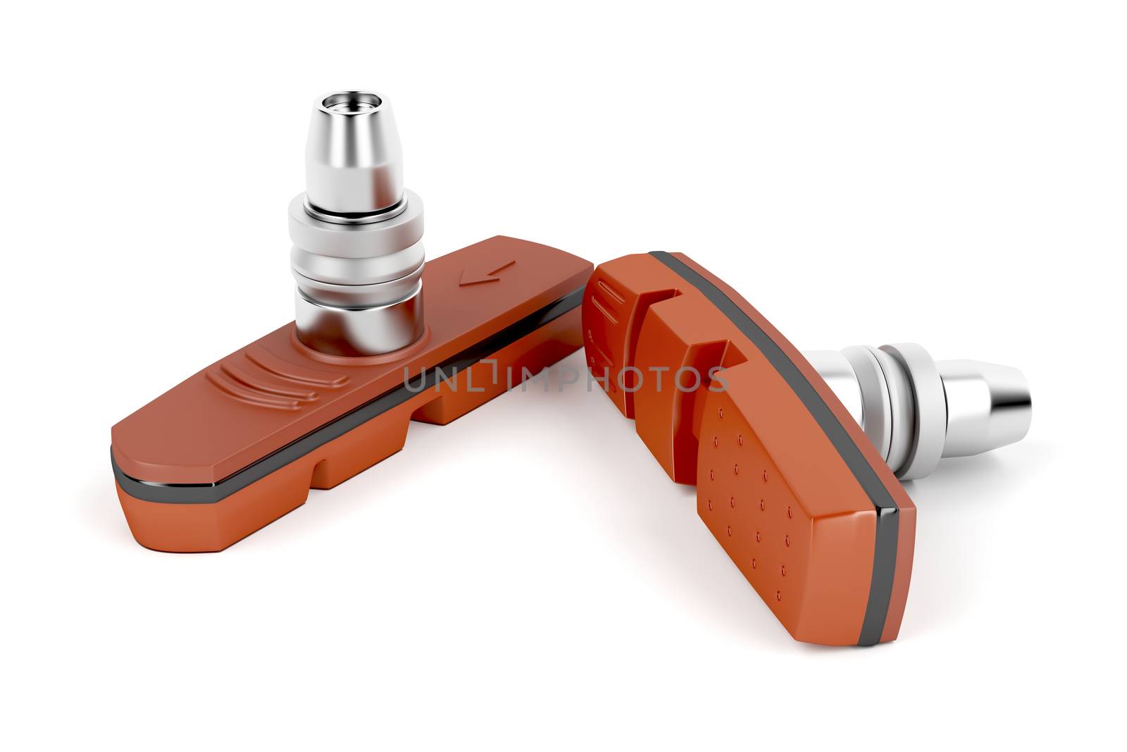 Bicycle brake pads on white background