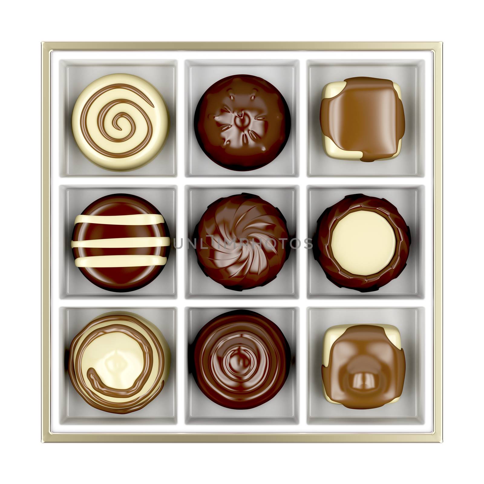 Box with chocolate candies by magraphics