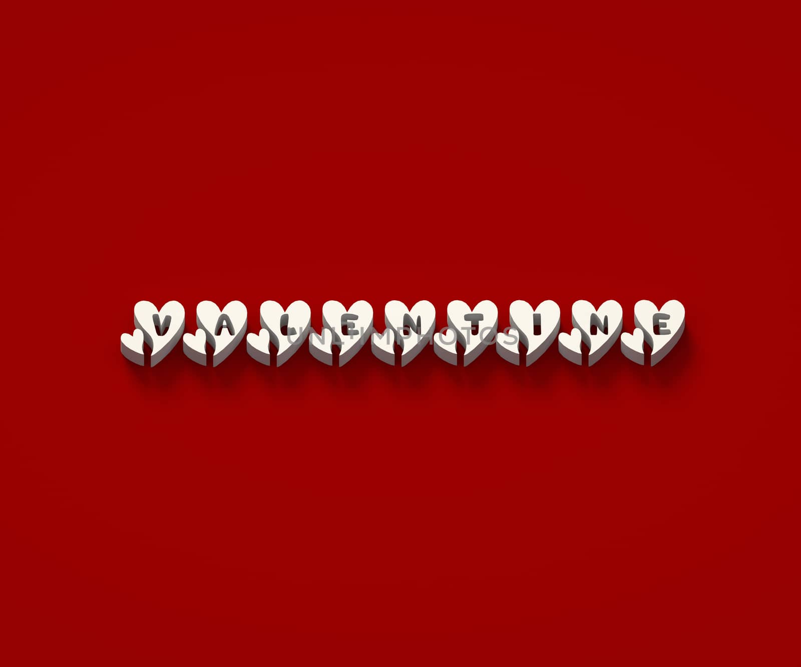 WHITE 3D WORDS OF 'VALENTINE' ON RED PLAIN BACKGROUND