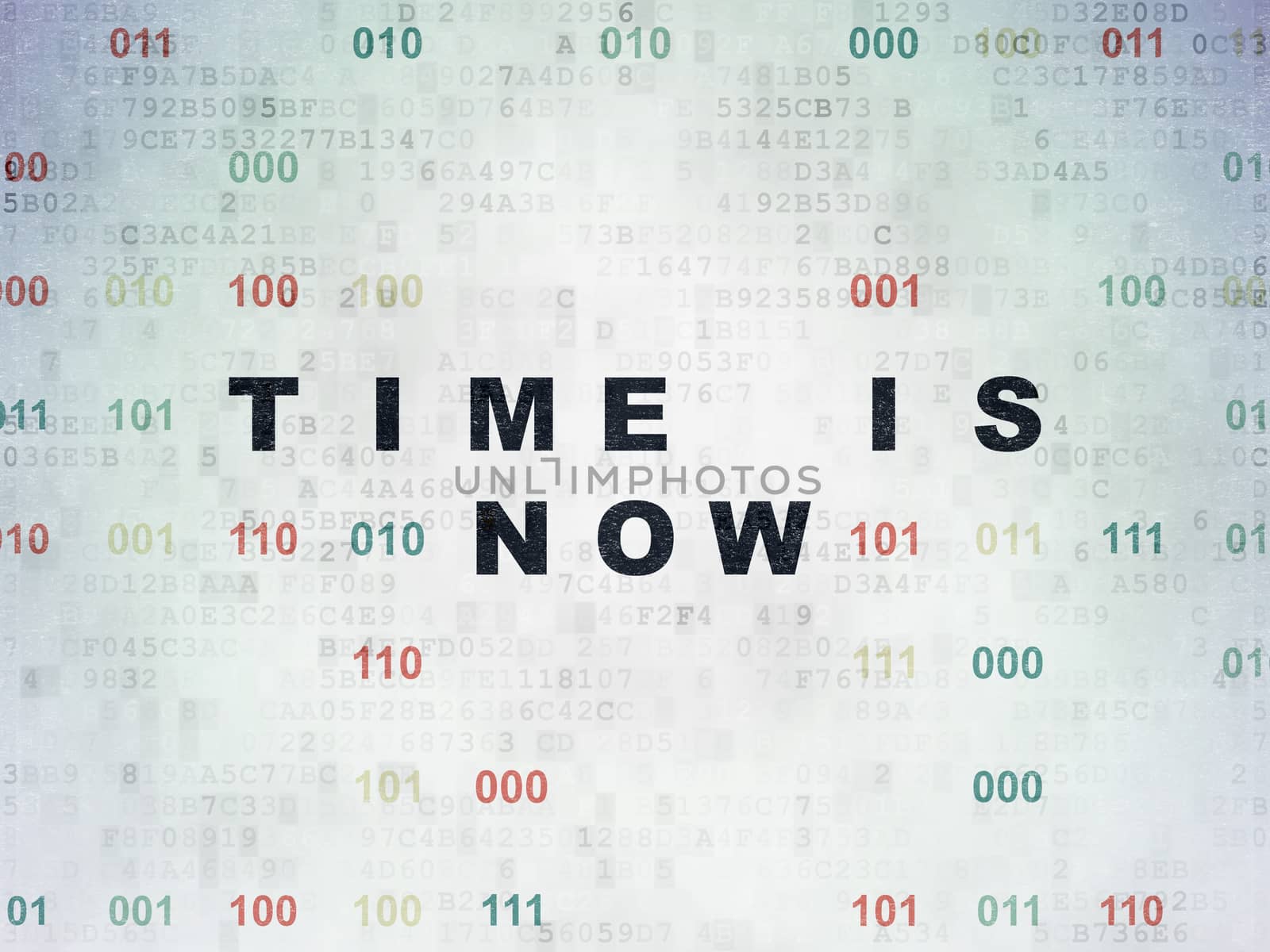 Timeline concept: Time is Now on Digital Data Paper background by maxkabakov