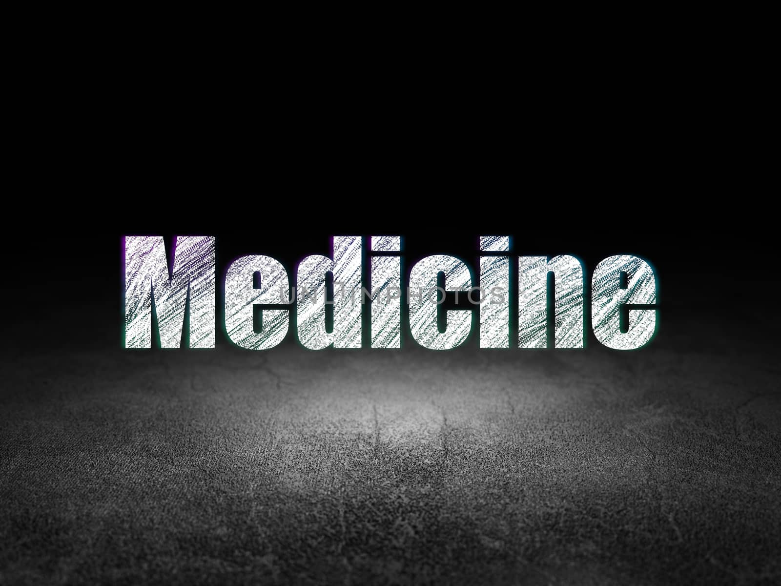 Health concept: Medicine in grunge dark room by maxkabakov