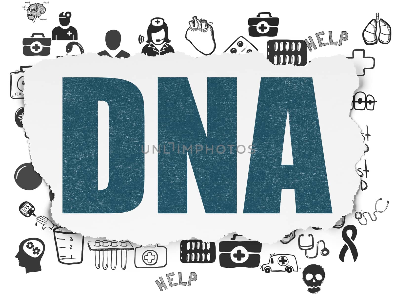 Healthcare concept: DNA on Torn Paper background by maxkabakov