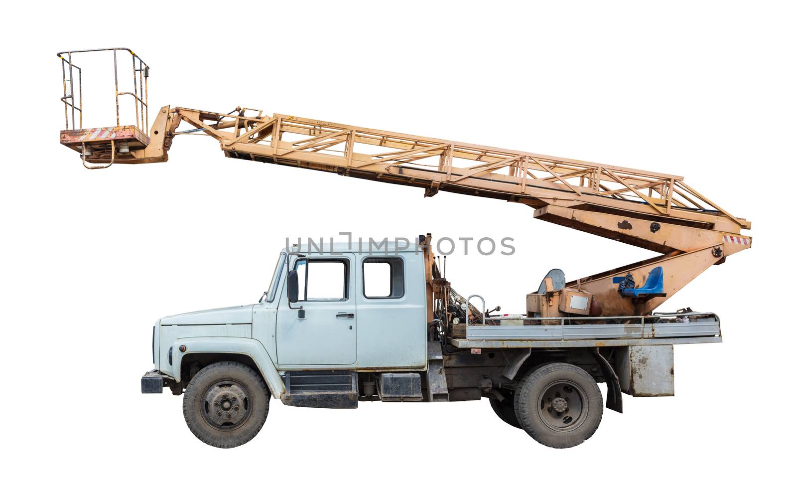 Lifting machine on white isolated background