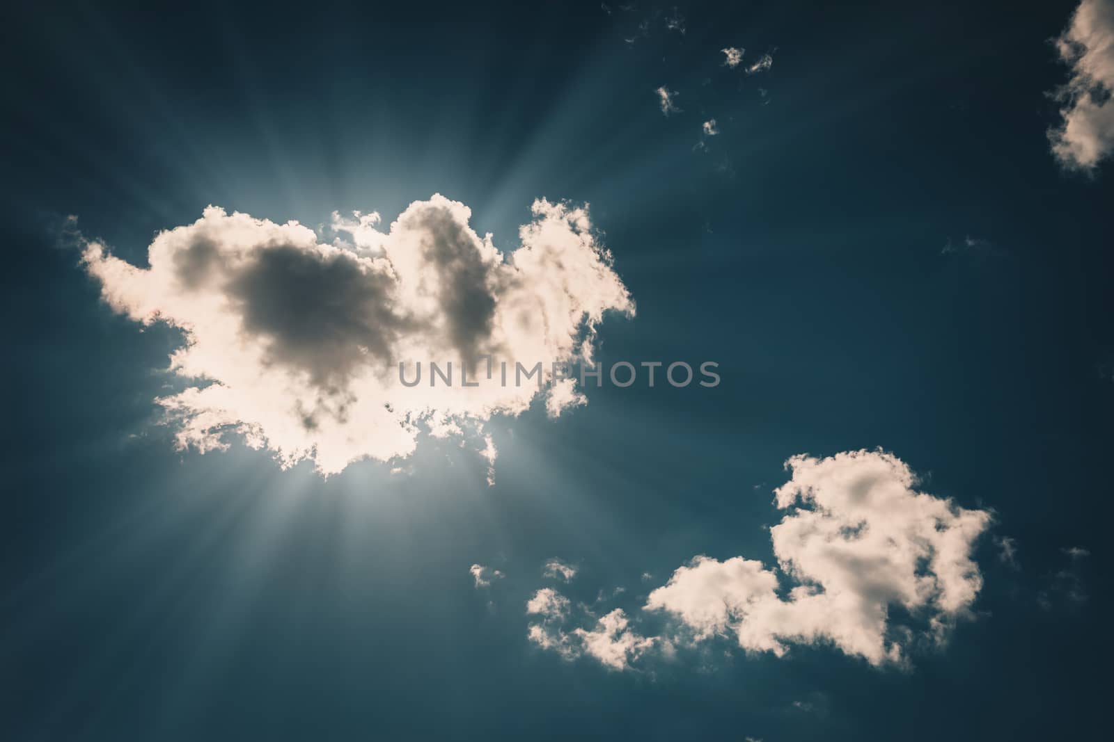 Abstract background, blue sky with clouds close-up
