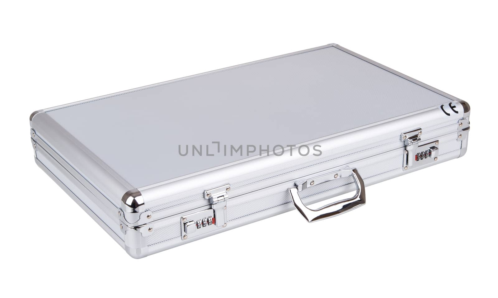 Suitcase with ophthalmological equipment on white background