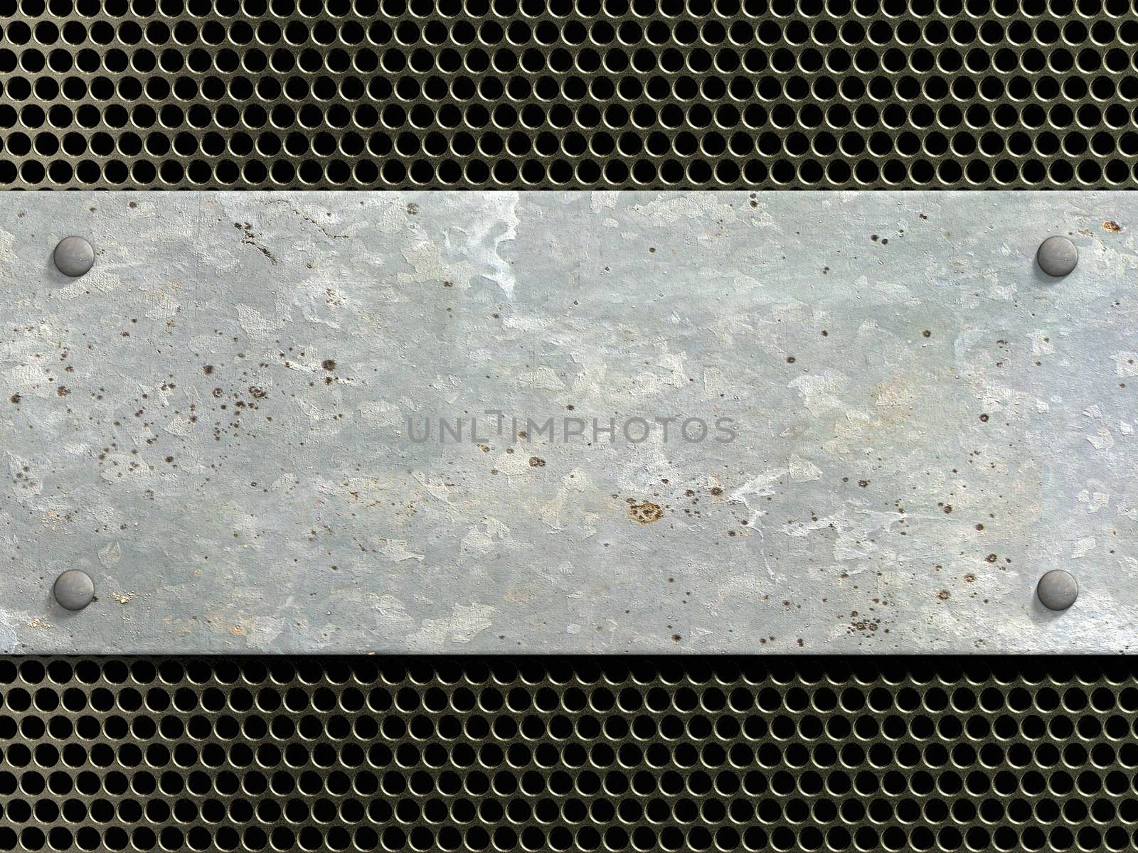 Metal texture with rivets background 3d illustration