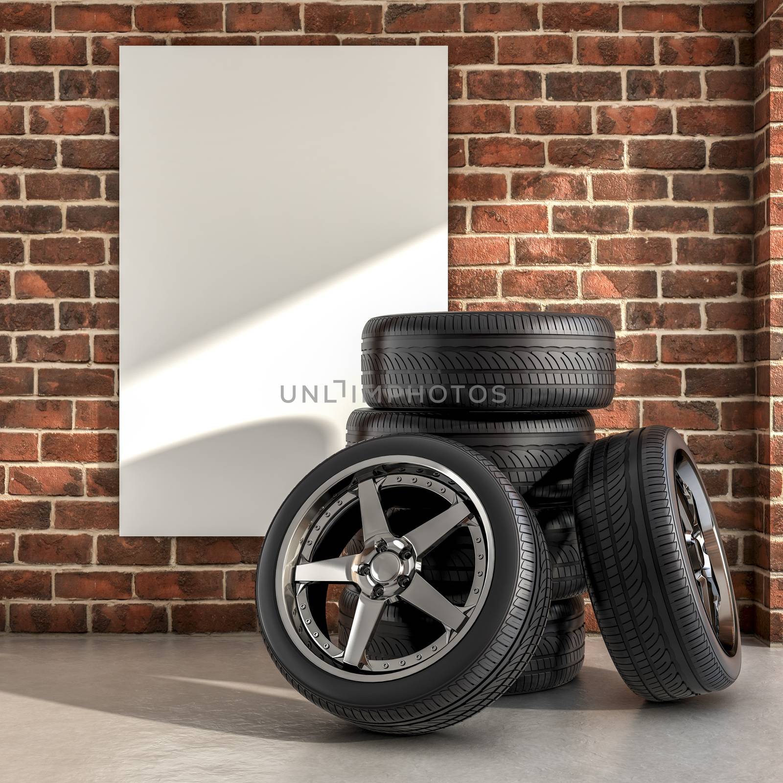 Tires on the garage by dynamicfoto