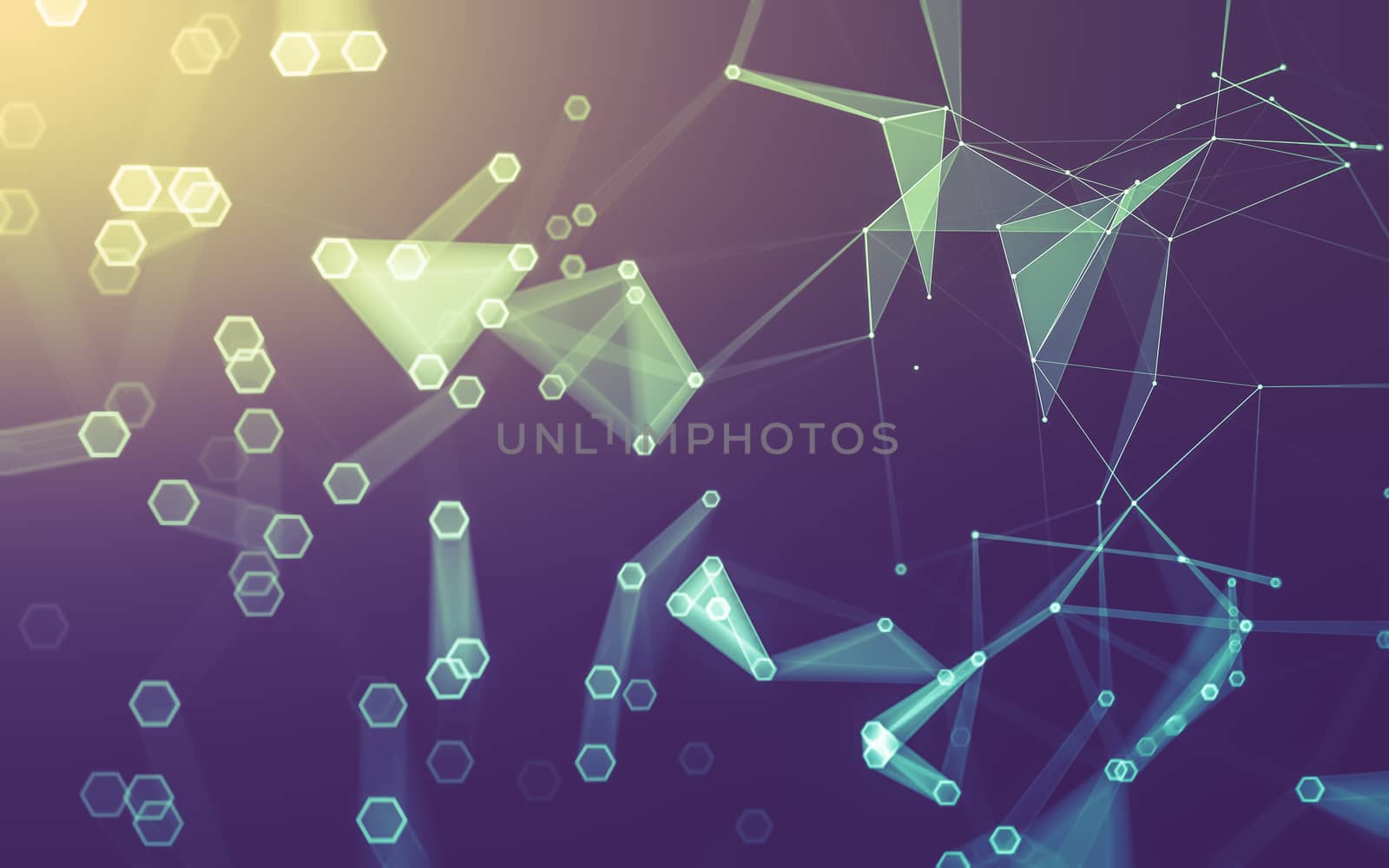 Abstract polygonal space low poly dark background with connecting dots and lines. Connection structure. 3d rendering