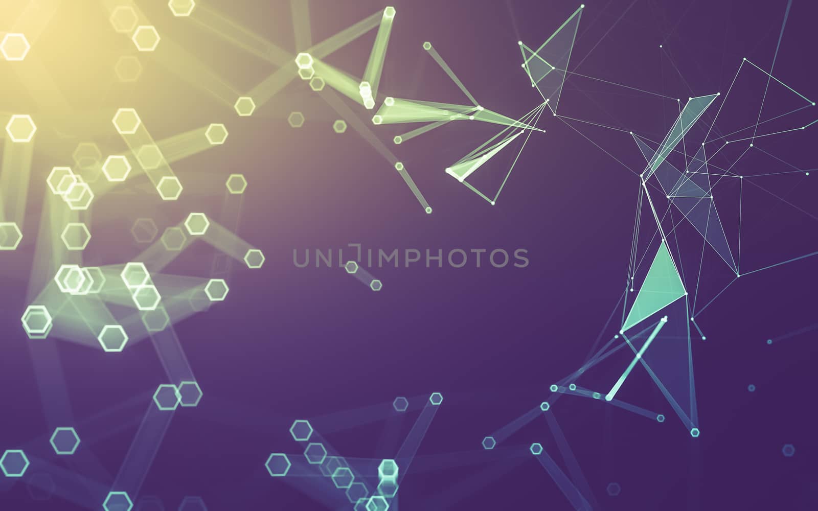 Abstract polygonal space low poly dark background with connecting dots and lines. Connection structure. 3d rendering