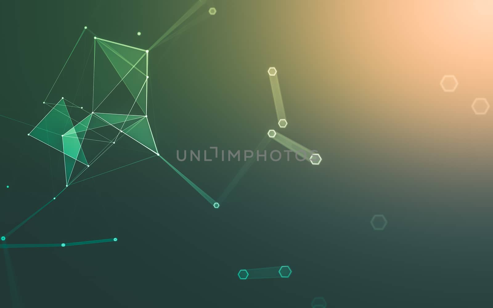 Abstract polygonal space low poly dark background with connecting dots and lines. Connection structure. 3d rendering