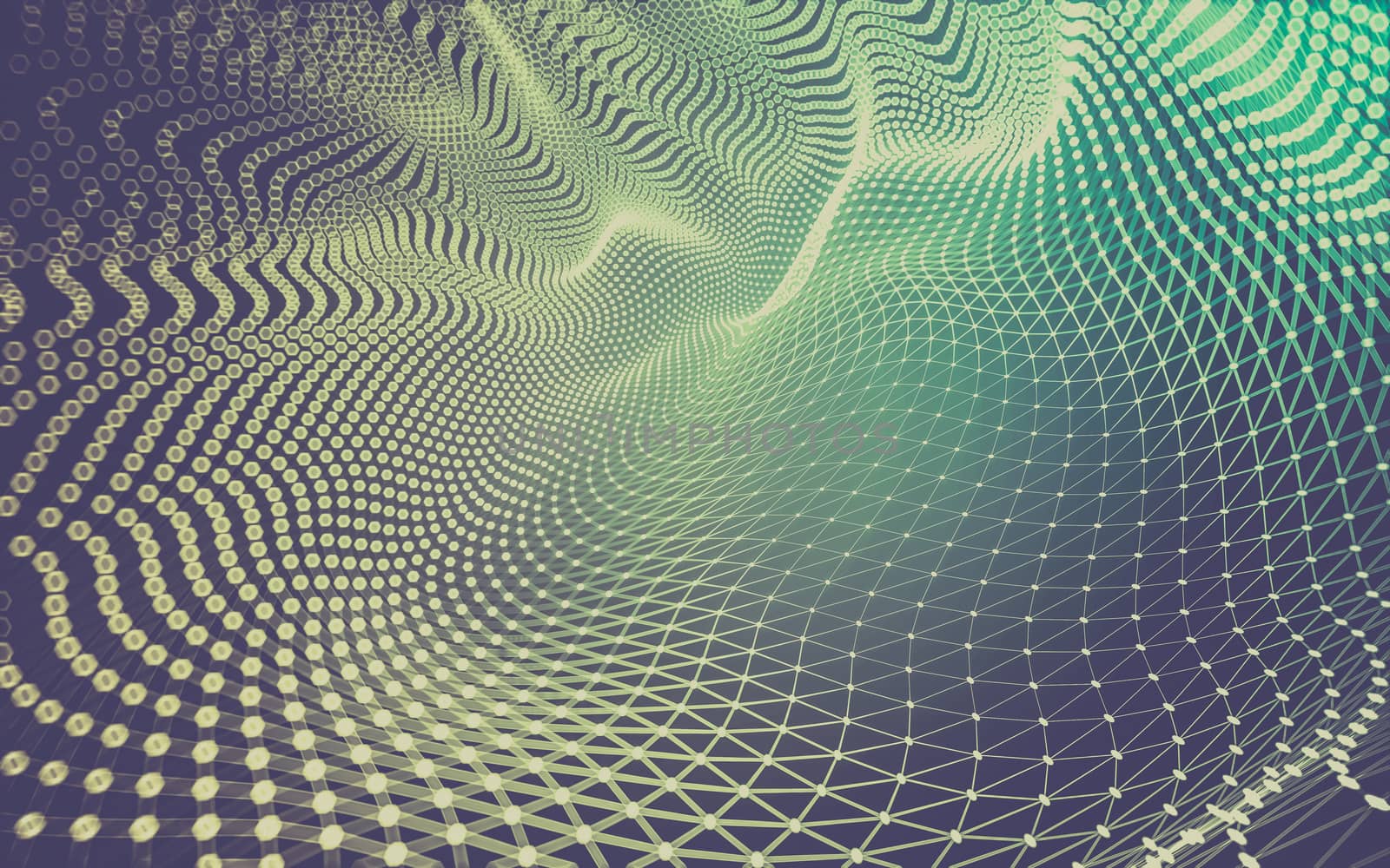 Abstract polygonal space low poly dark background with connecting dots and lines. Connection structure. 3d rendering