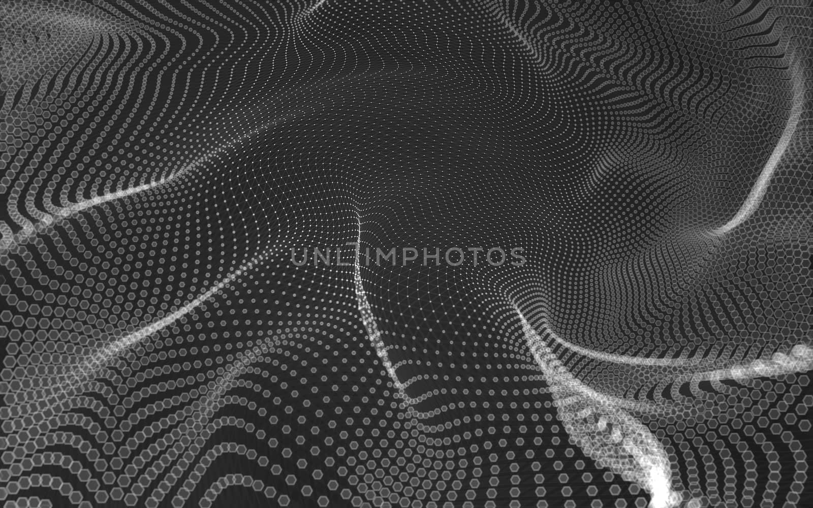 Abstract polygonal space low poly dark background with connecting dots and lines. Connection structure. 3d rendering