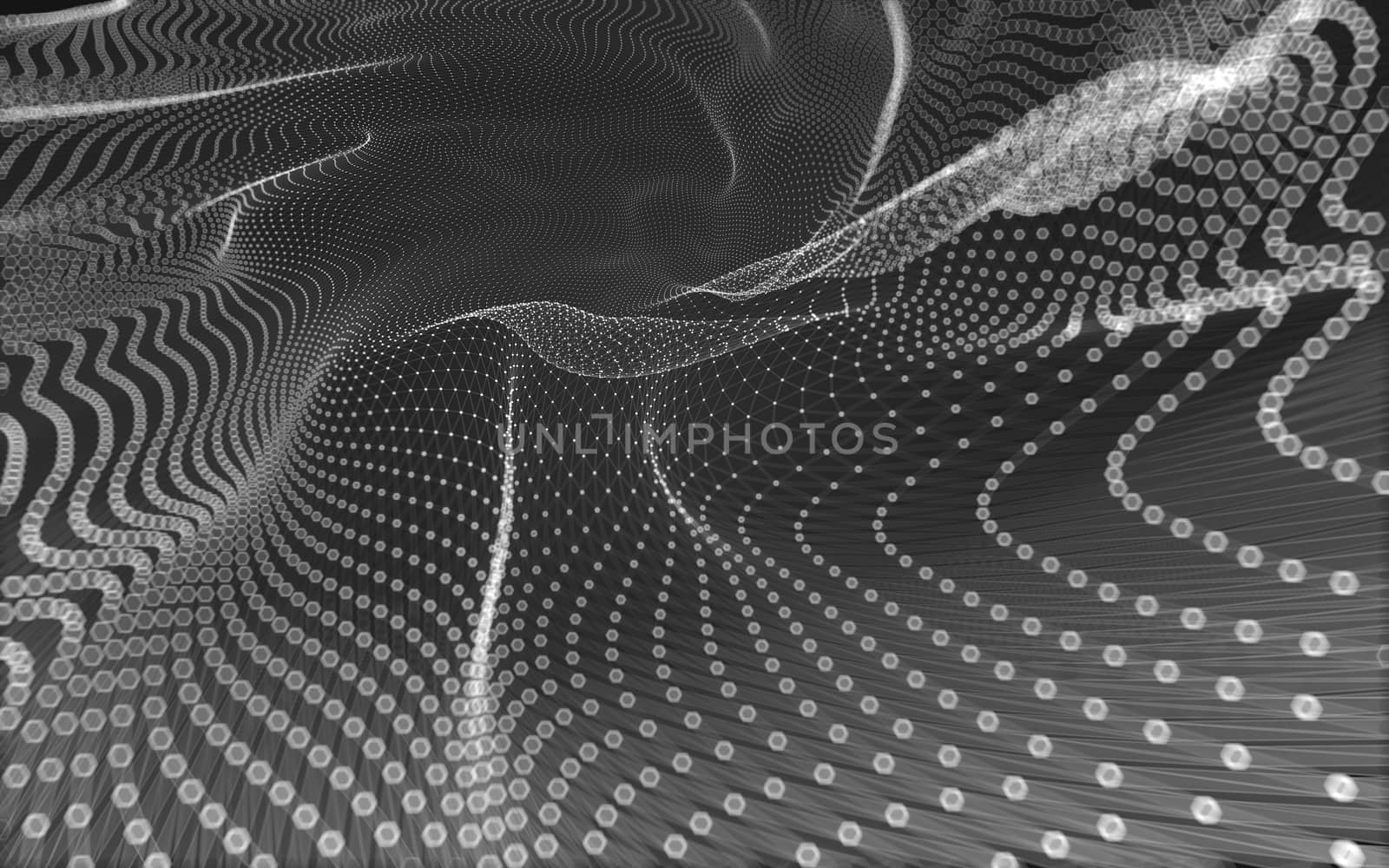 Abstract polygonal space low poly dark background with connecting dots and lines. Connection structure. 3d rendering