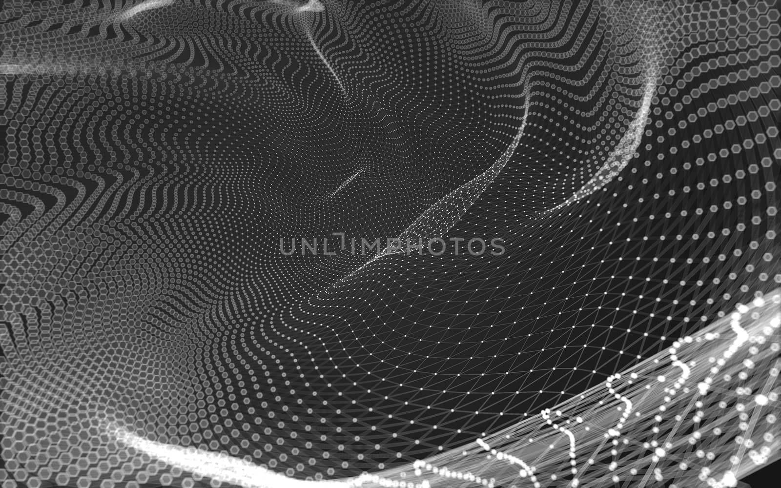 Abstract polygonal space low poly dark background with connecting dots and lines. Connection structure. 3d rendering