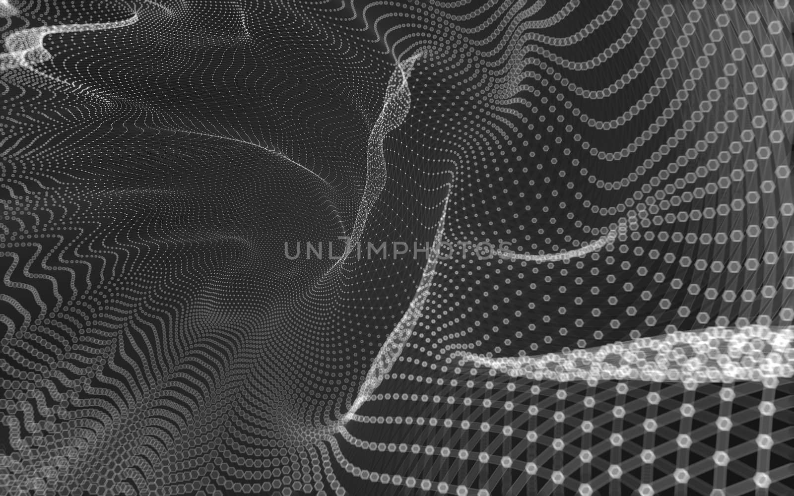 Abstract polygonal space low poly dark background with connecting dots and lines. Connection structure. 3d rendering