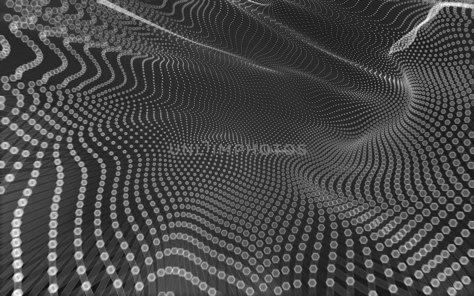 Abstract polygonal space low poly dark background with connecting dots and lines. Connection structure. 3d rendering