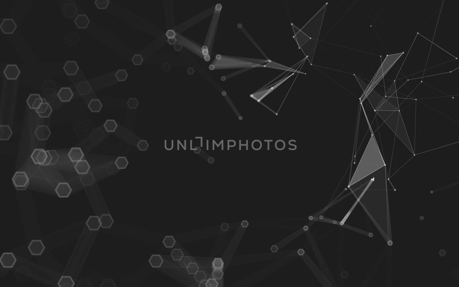 Abstract polygonal space low poly dark background with connecting dots and lines. Connection structure. 3d rendering