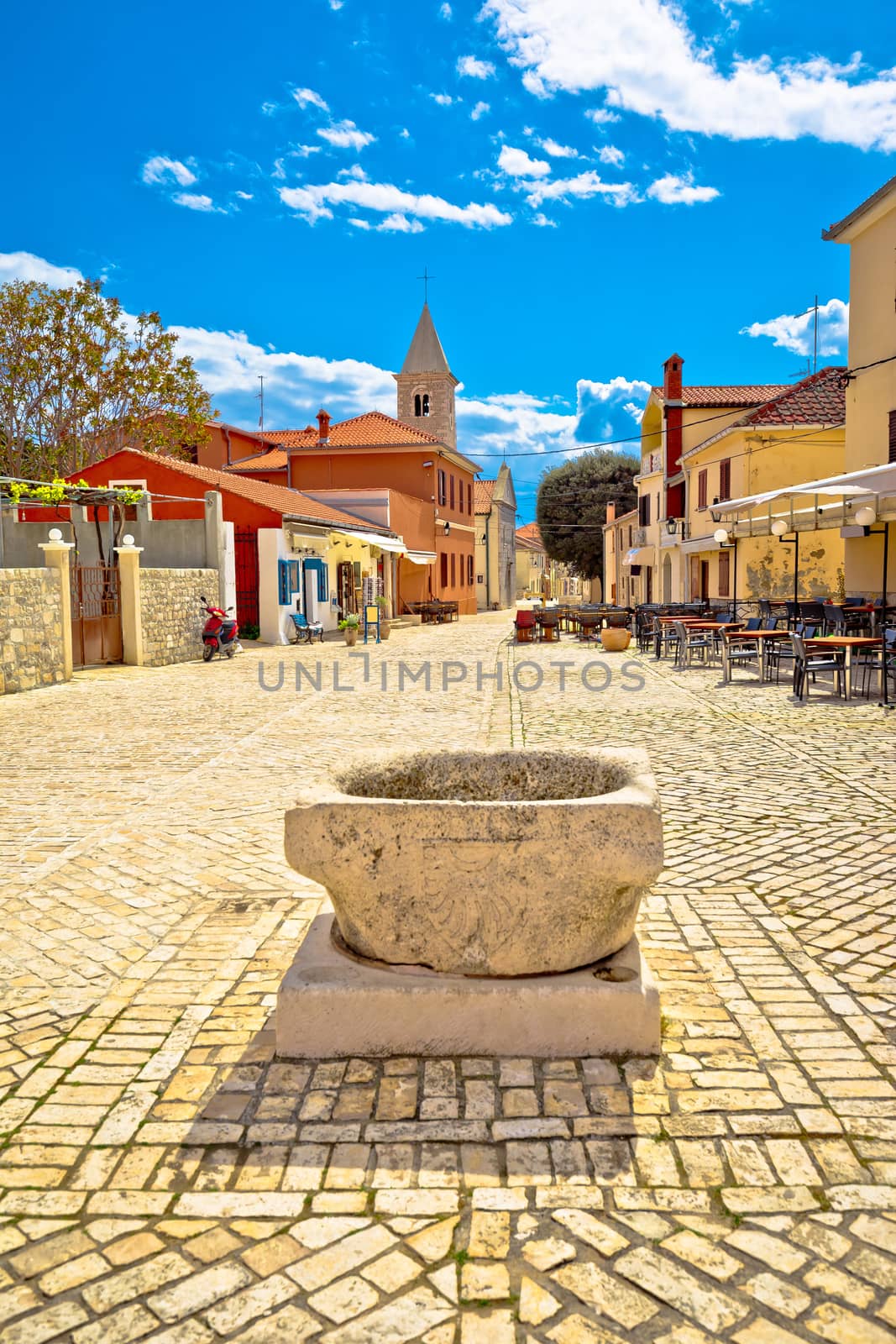 Historic town of Nin cobbled square, Dalmatia, Croatia