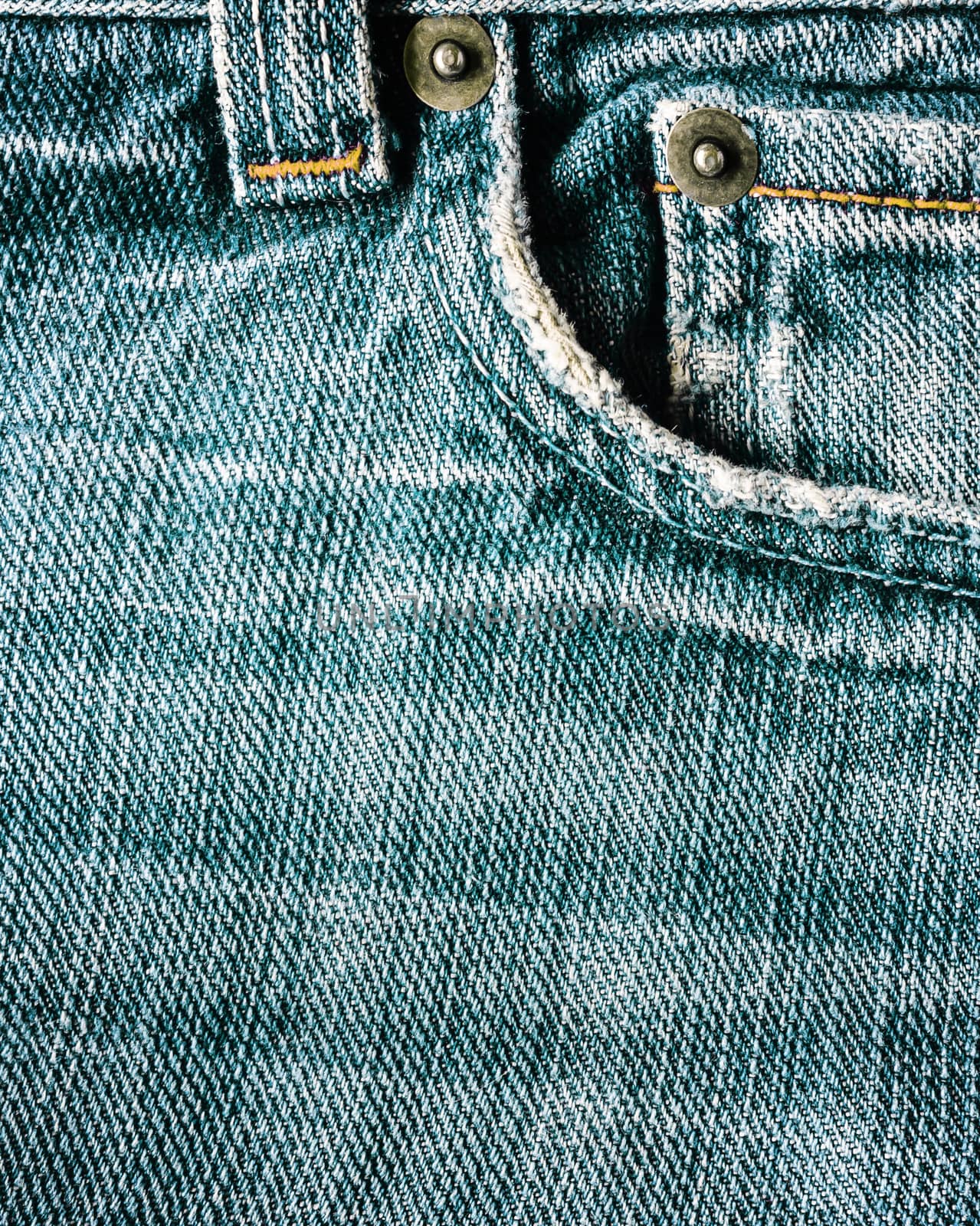 Jeans close-up, old, pocket back, front, crumpled, ragged. by Tanacha