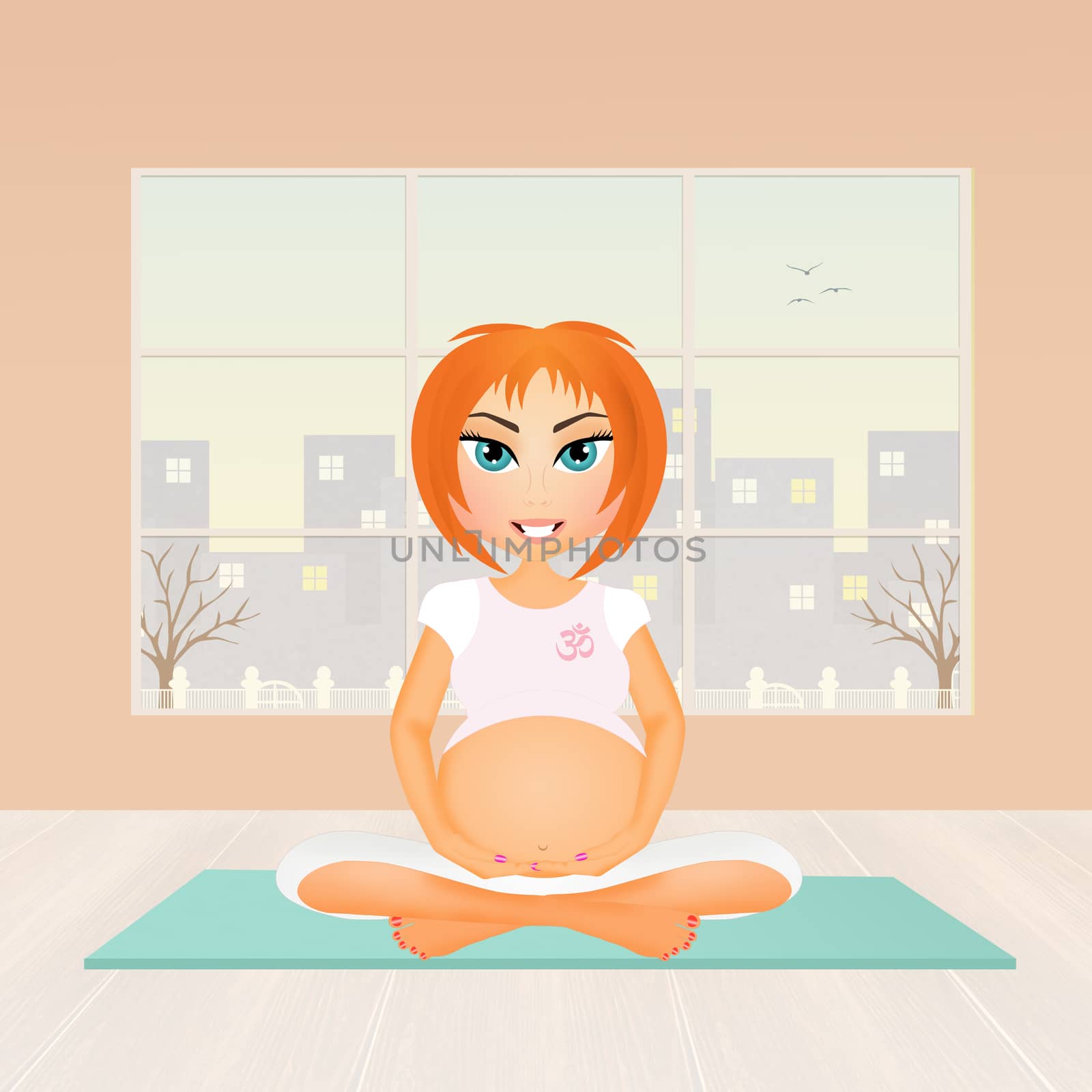 illustration of a pregnant woman doing yoga