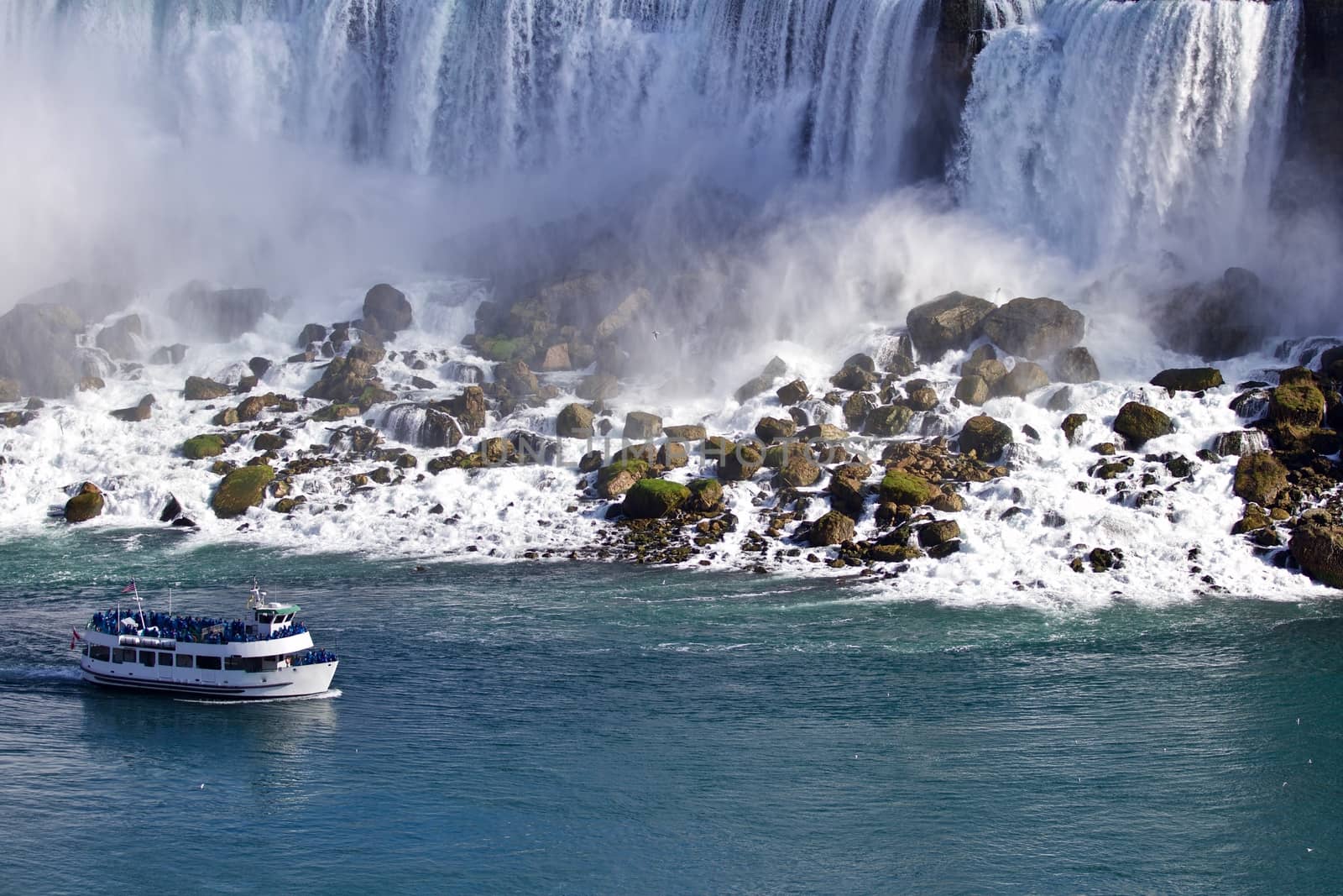 Beautiful background with amazing Niagara waterfall and a ship by teo