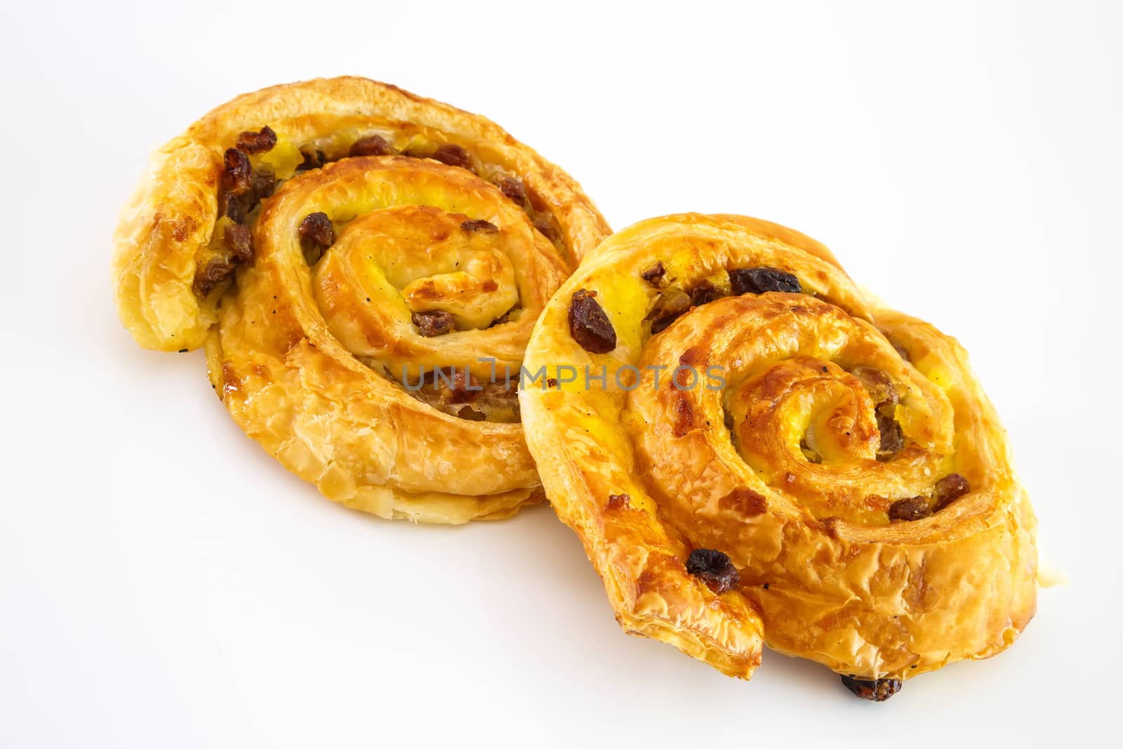 Closeup on grape bread with white background