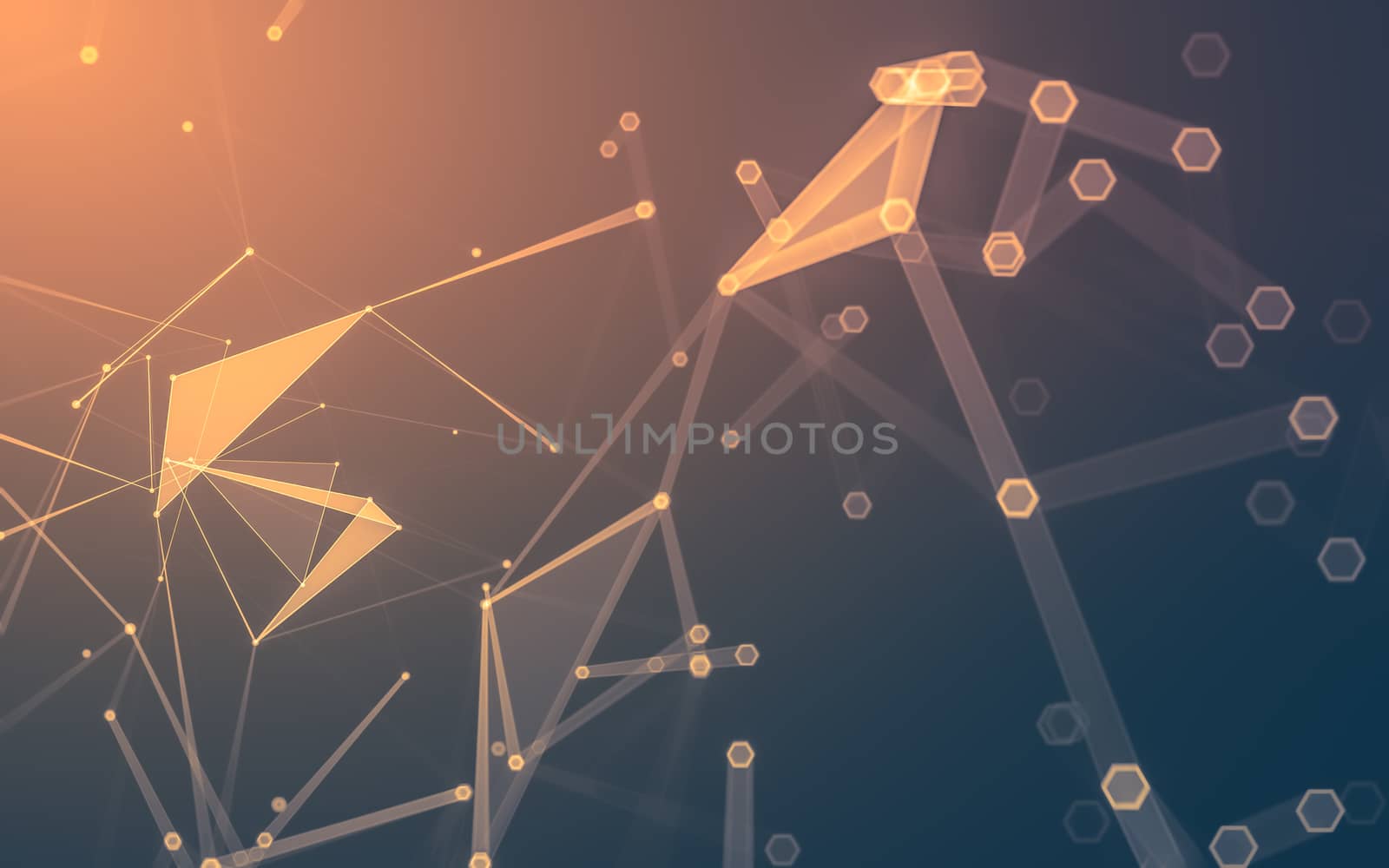 Abstract polygonal space low poly dark background with connecting dots and lines. Connection structure. 3d rendering