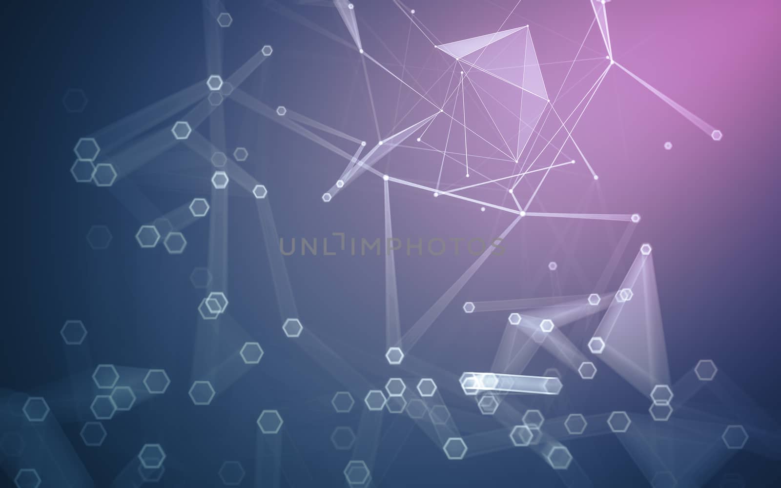 Abstract polygonal space low poly dark background with connecting dots and lines. Connection structure. 3d rendering