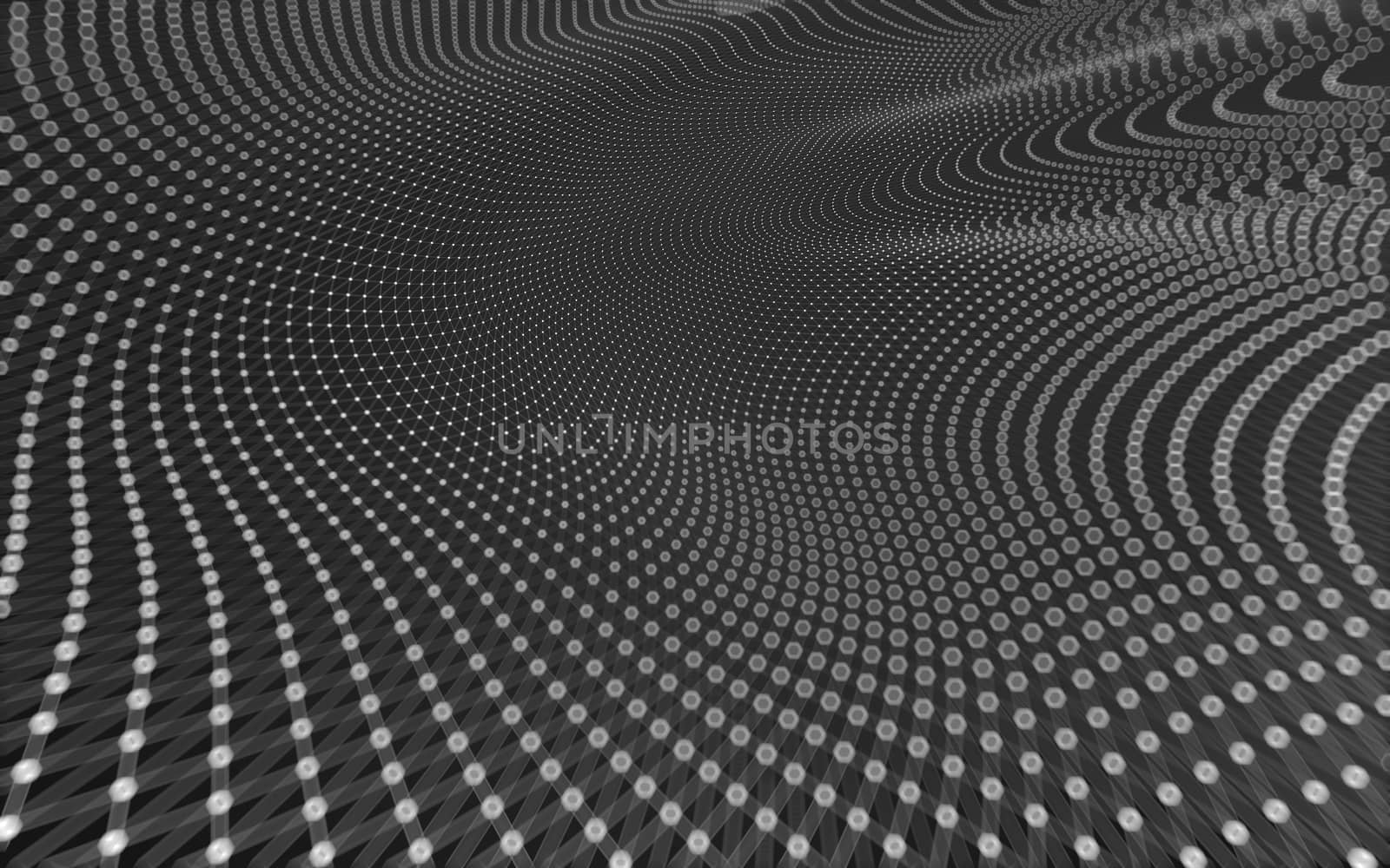 Abstract polygonal space low poly dark background with connecting dots and lines. Connection structure. 3d rendering