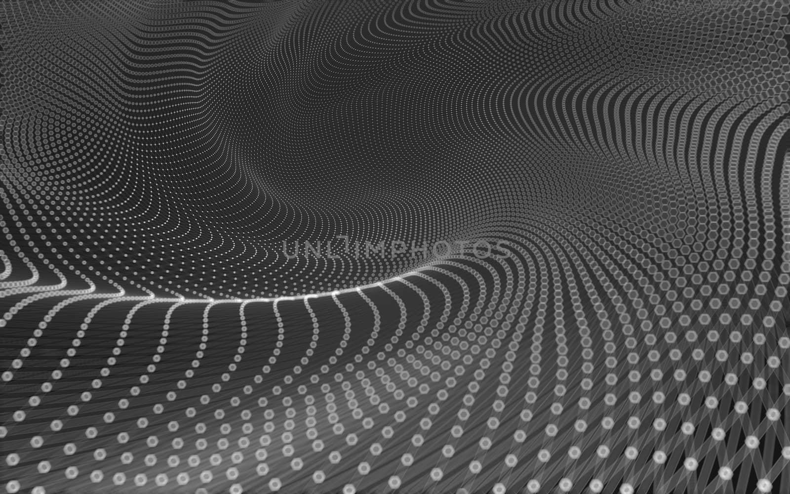 Abstract polygonal space low poly dark background with connecting dots and lines. Connection structure. 3d rendering