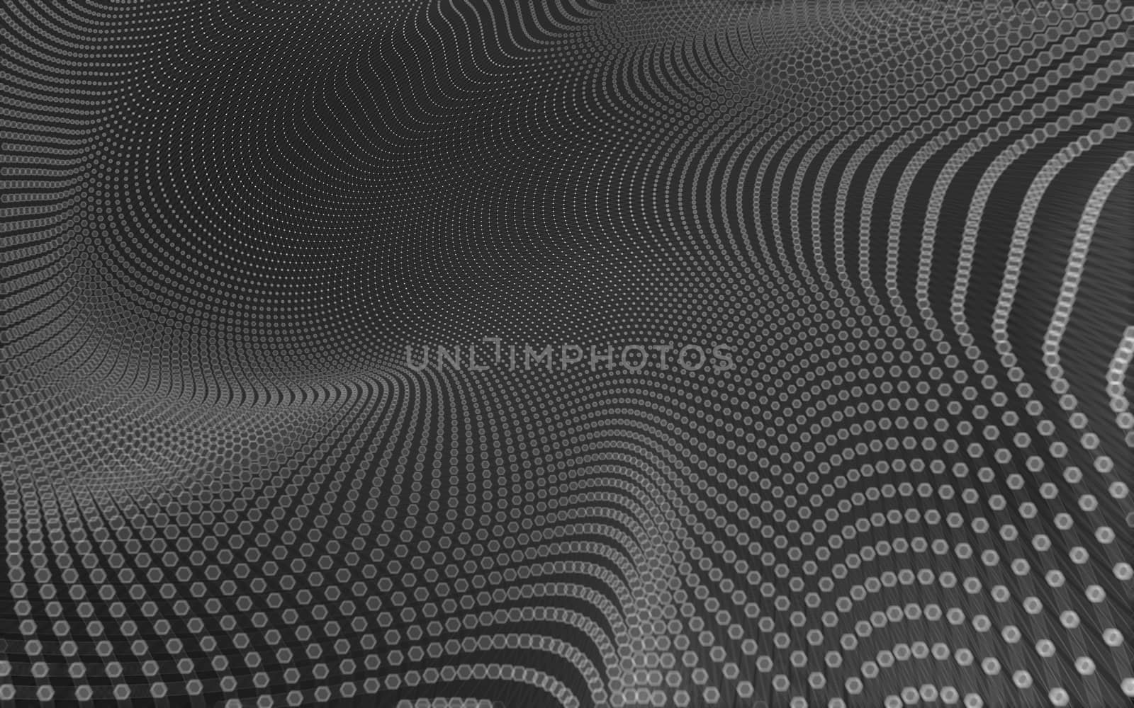 Abstract polygonal space low poly dark background with connecting dots and lines. Connection structure. 3d rendering