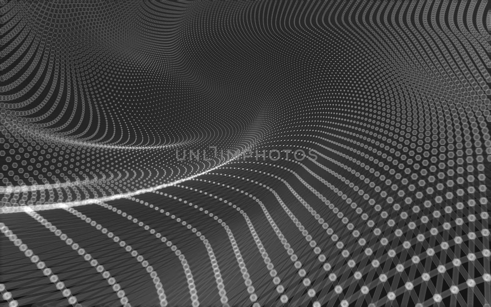 Abstract polygonal space low poly dark background with connecting dots and lines. Connection structure. 3d rendering