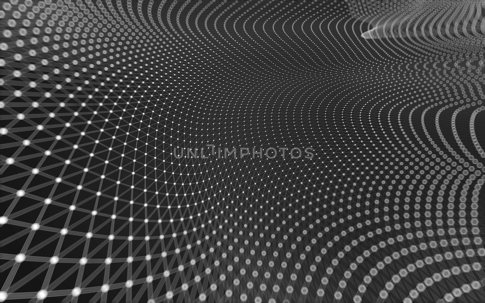 Abstract polygonal space low poly dark background with connecting dots and lines. Connection structure. 3d rendering