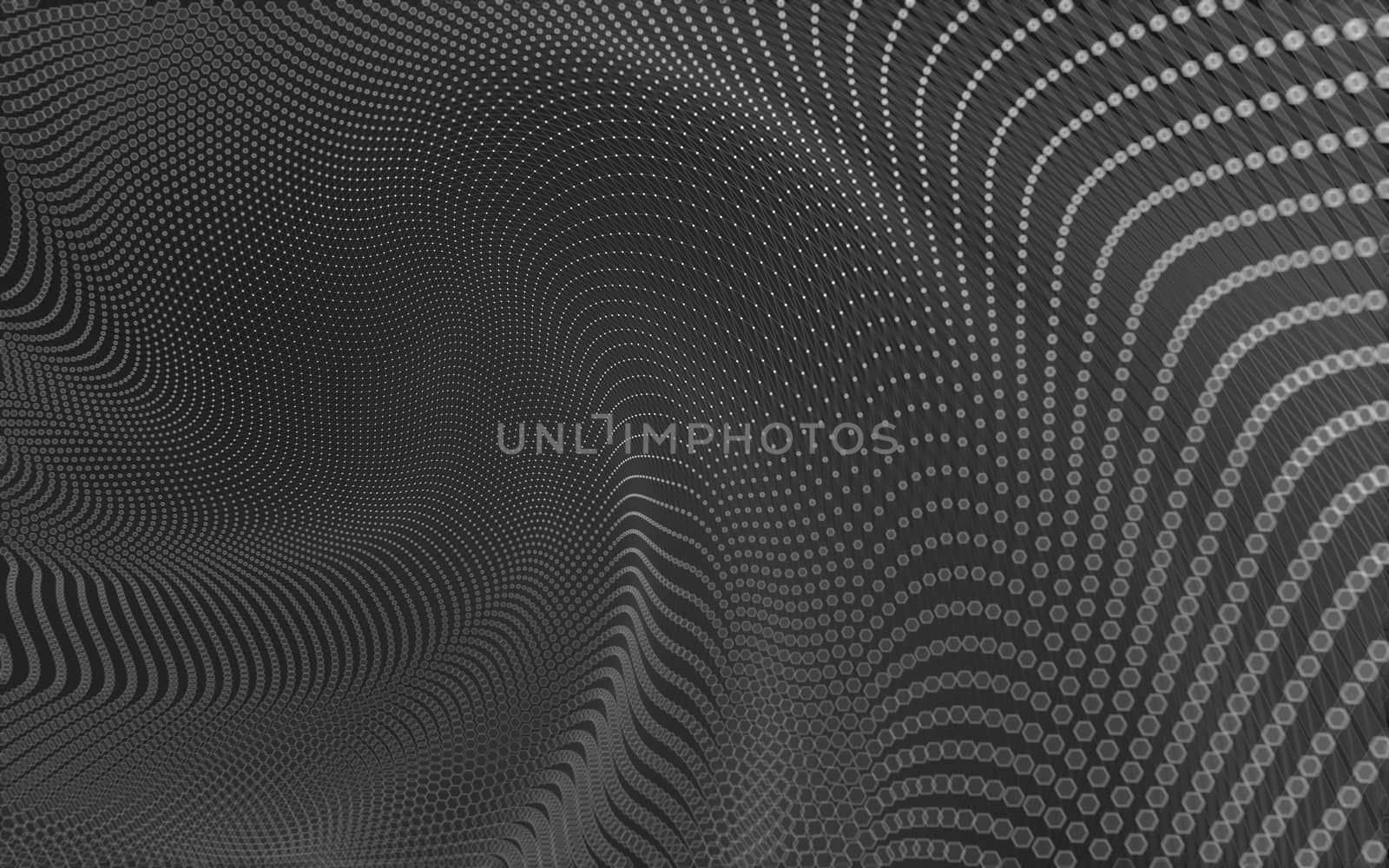 Abstract polygonal space low poly dark background with connecting dots and lines. Connection structure. 3d rendering