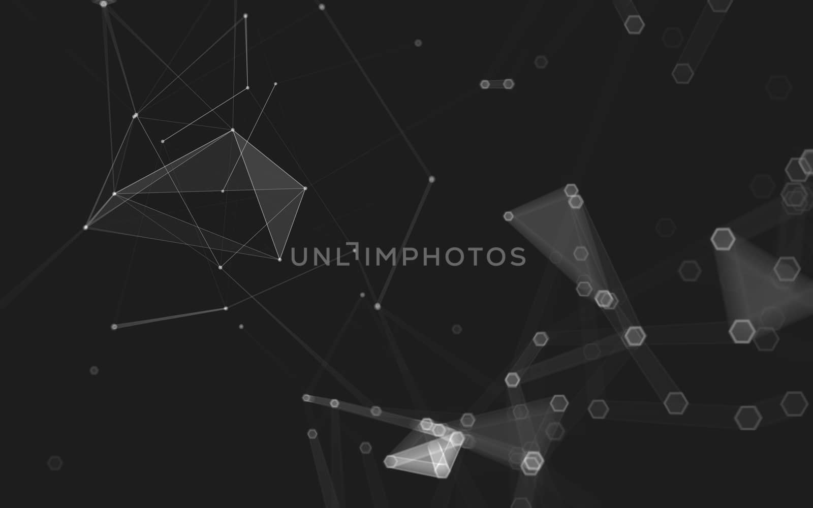 Abstract polygonal space low poly dark background with connecting dots and lines. Connection structure. 3d rendering