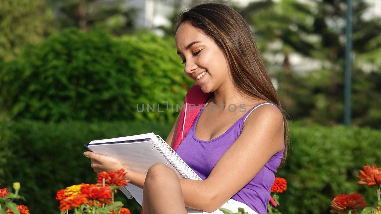 Female Student Studying