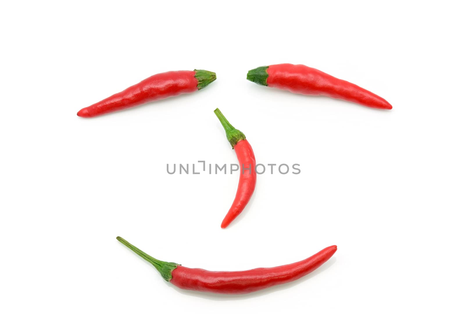 red chilli pepper smiley face on a white background