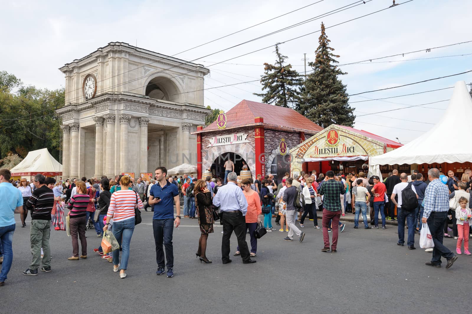 Chisinau, Republic of Moldova - October 1, 2016: Celebration of National Wine Day at the Great National Assembly Square of the Moldovan capital