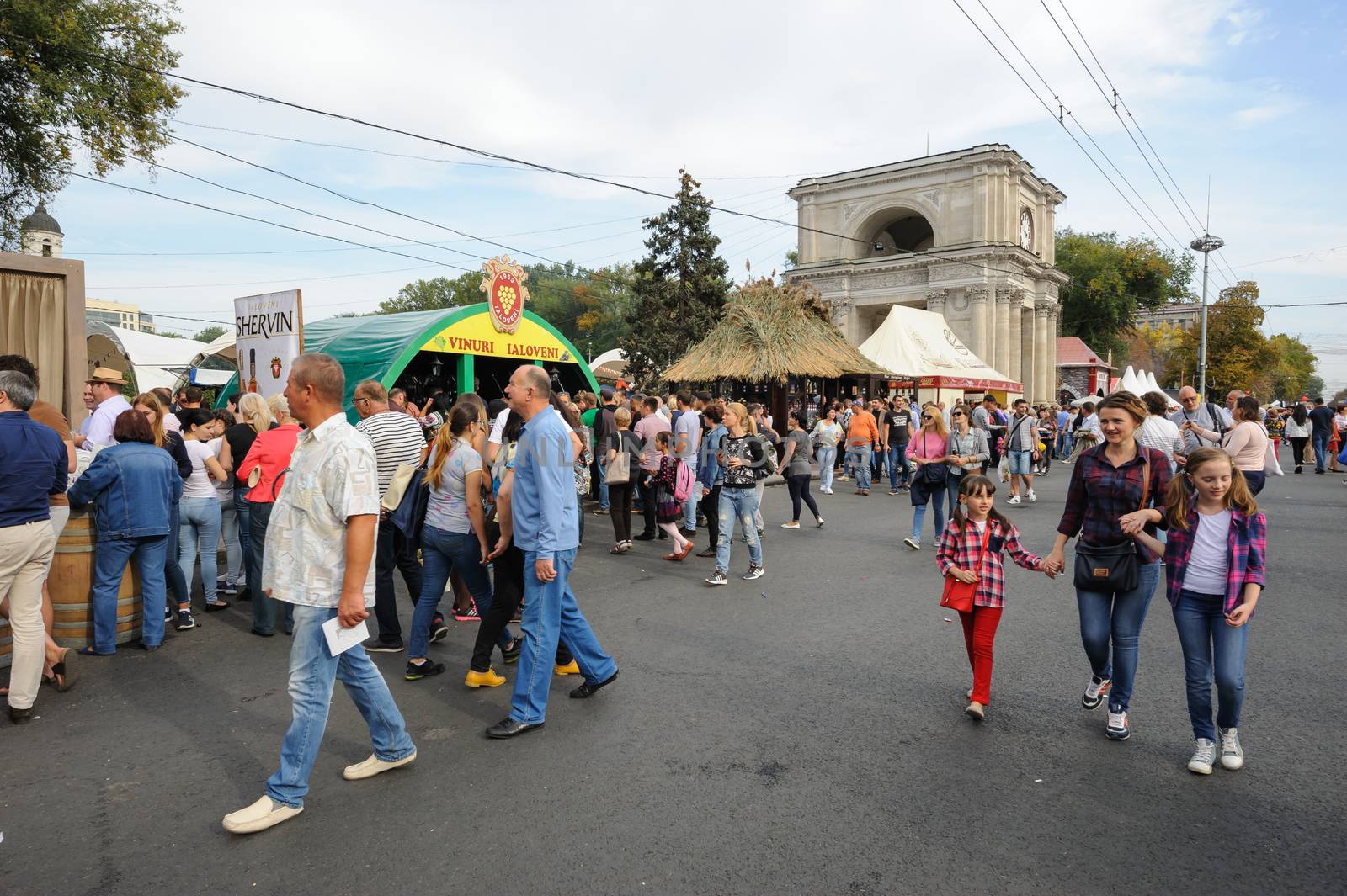 Chisinau, Republic of Moldova - October 1, 2016: Celebration of National Wine Day at the Great National Assembly Square of the Moldovan capital