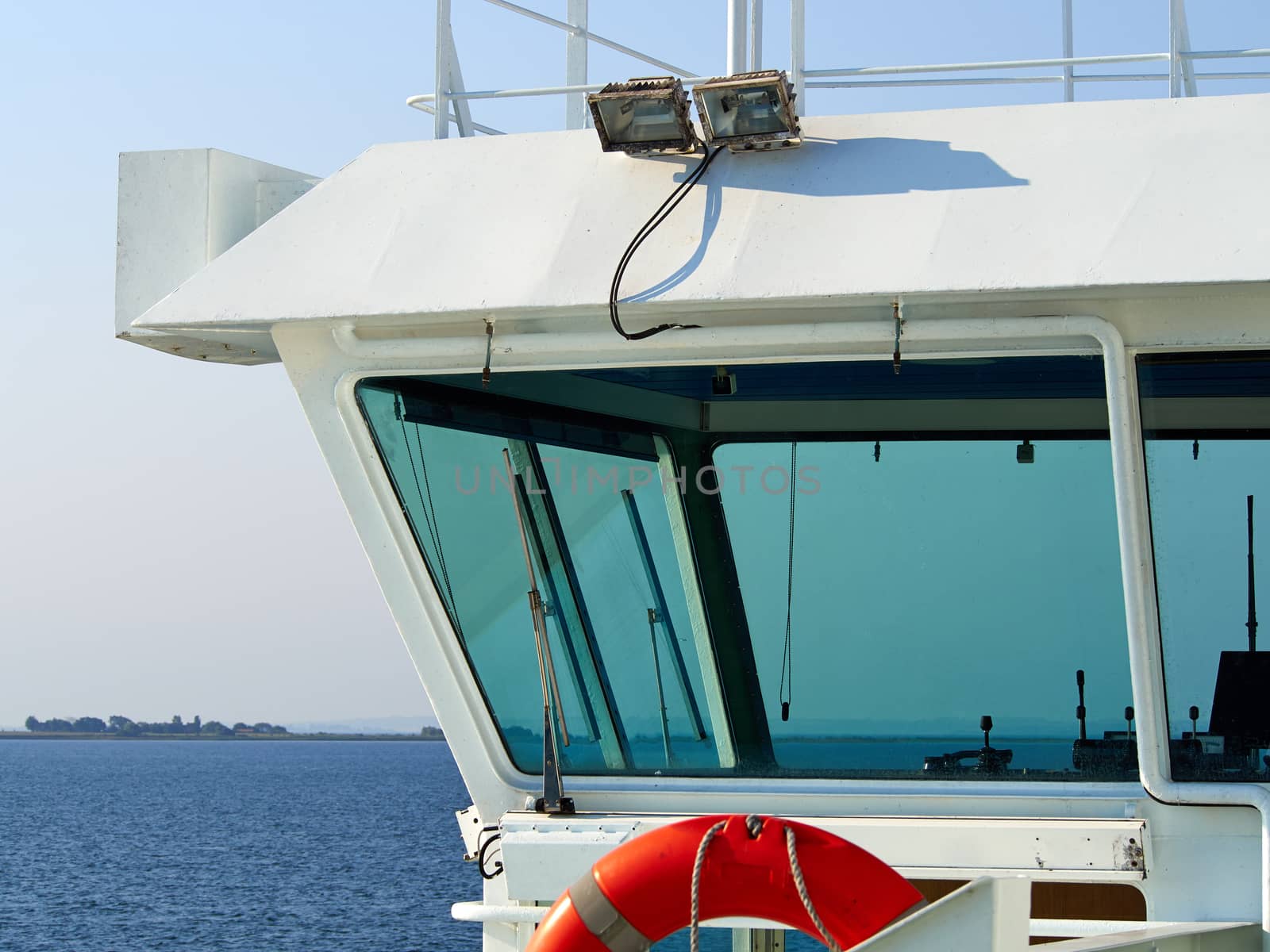 Control bridge of a ship boat naval sea transportation image