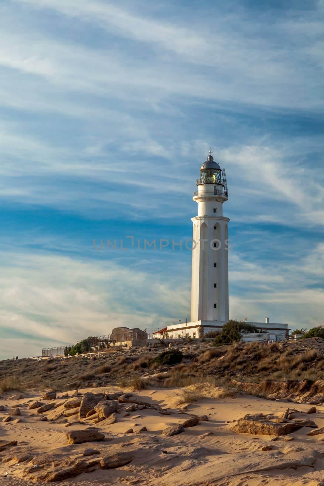Wonderful lighthouse known as Trafalgar's lighthouse at the province of Cádiz
