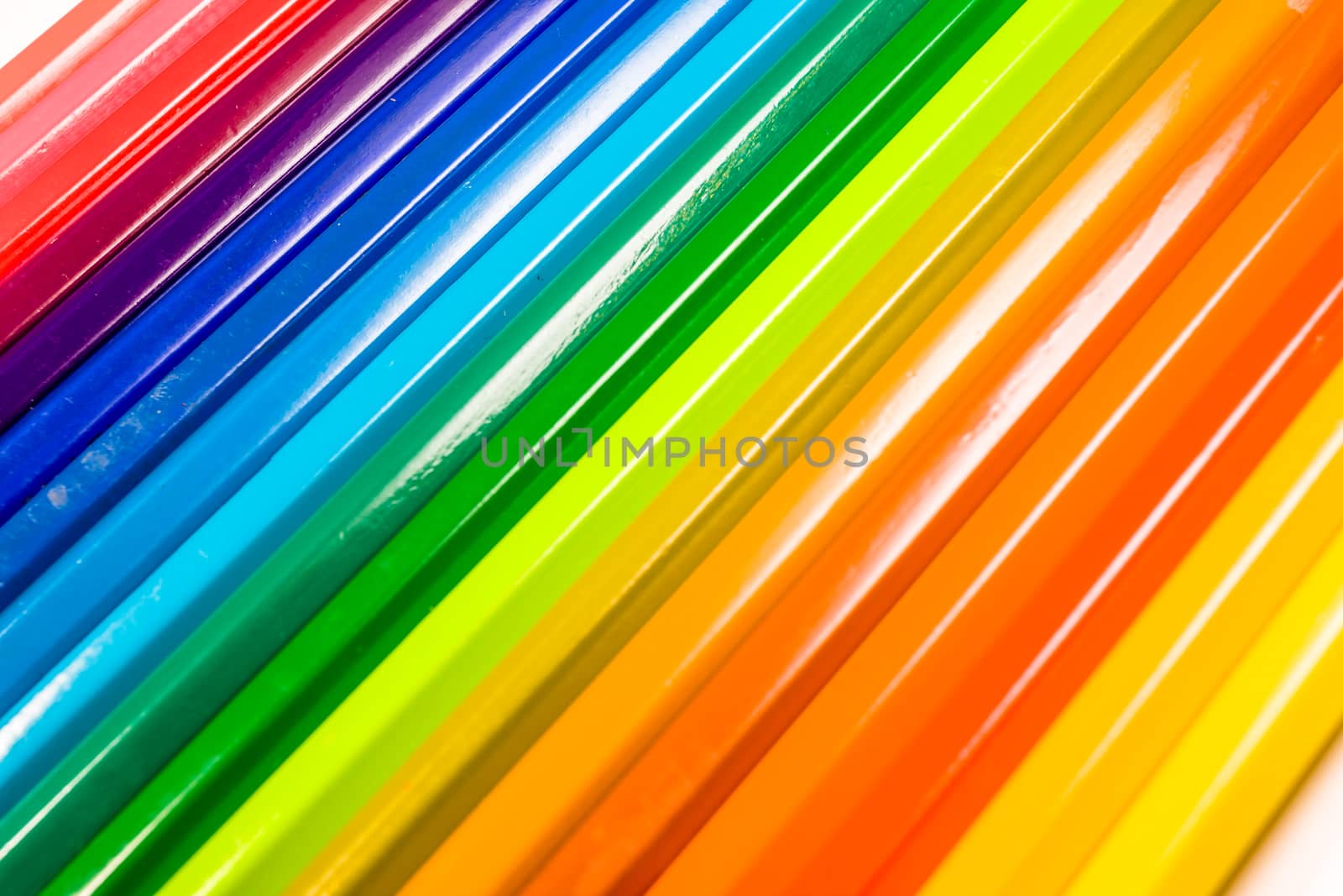 Composition of pencils of wood in a variety of colors