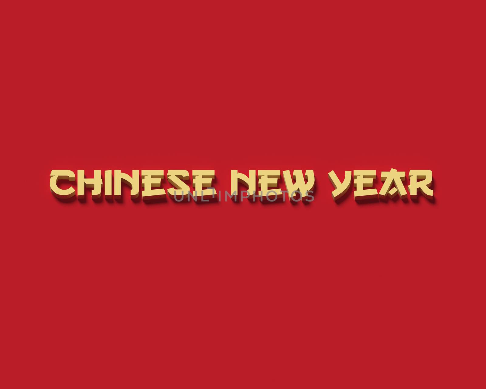 COLOR PHOTO OF 3D WORDS 'CHINESE NEW YEAR' ON PLAIN BACKGROUND