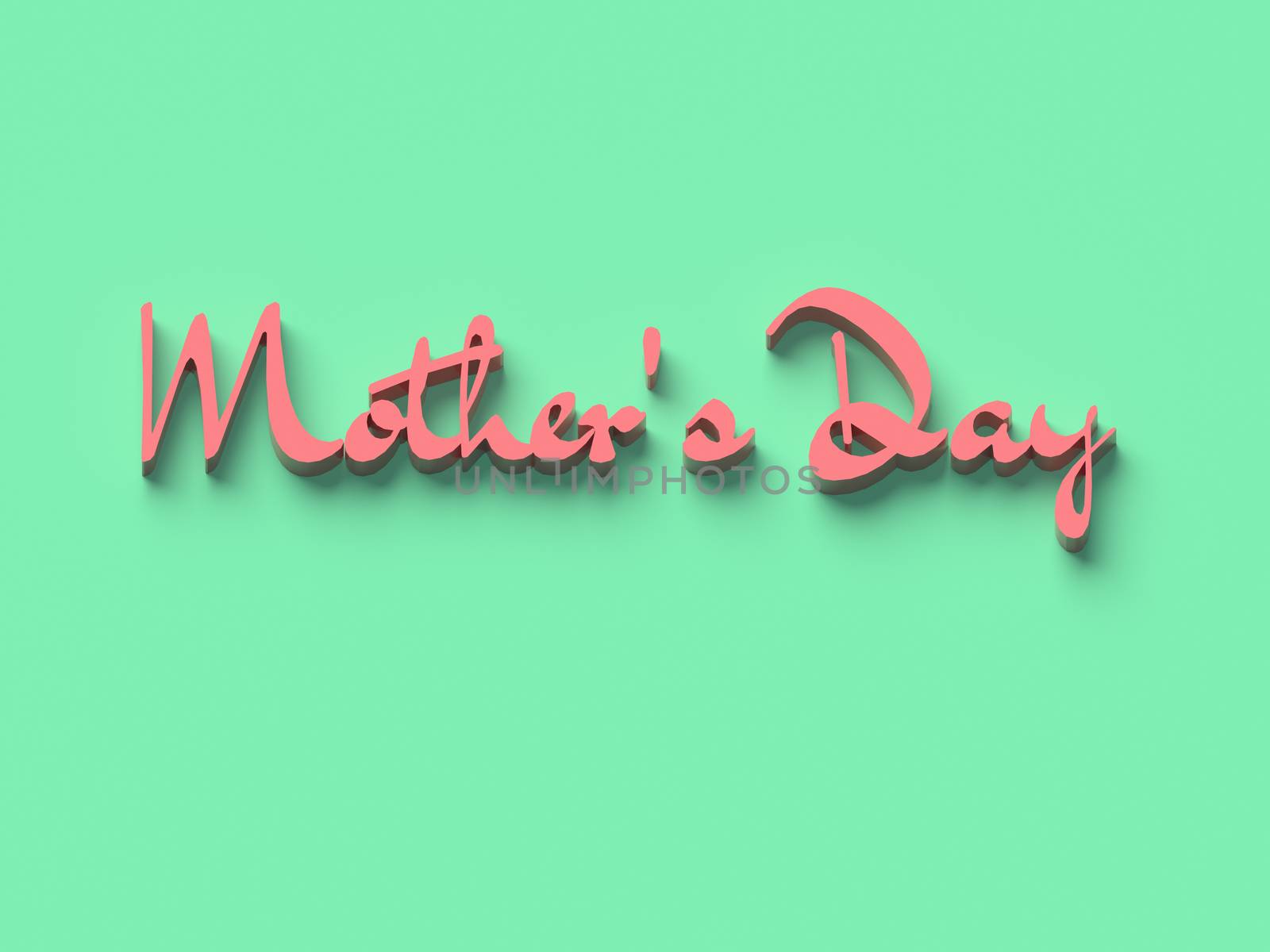 COLOR PHOTO OF 3D WORDS 'MOTHER'S DAY' ON PLAIN BACKGROUND