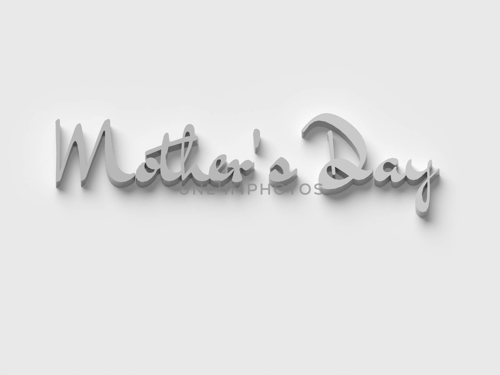 BLACK AND WHITE PHOTO OF 3D WORDS 'MOTHER'S DAY' ON PLAIN BACKGROUND