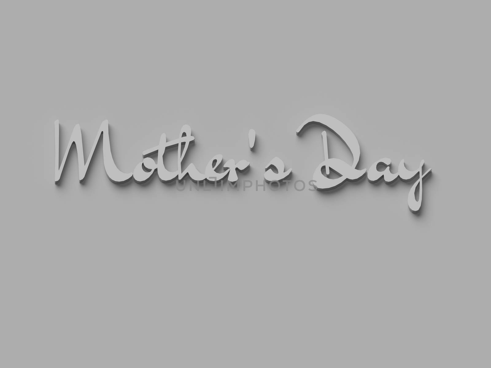 BLACK AND WHITE PHOTO OF 3D WORDS 'MOTHER'S DAY' ON PLAIN BACKGROUND