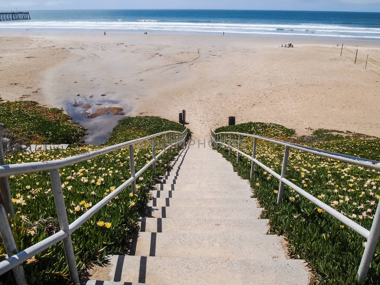 stairs down to the beach in California USA.